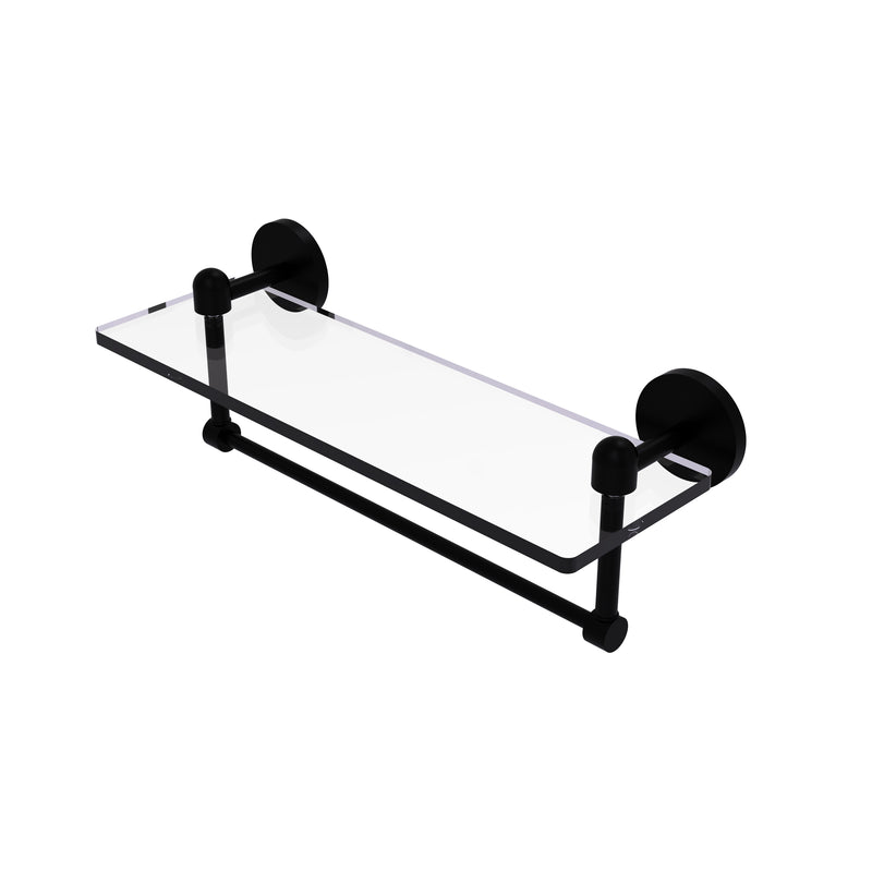 Allied Brass Tango Collection 16 Inch Glass Vanity Shelf with Integrated Towel Bar TA-1TB-16-BKM