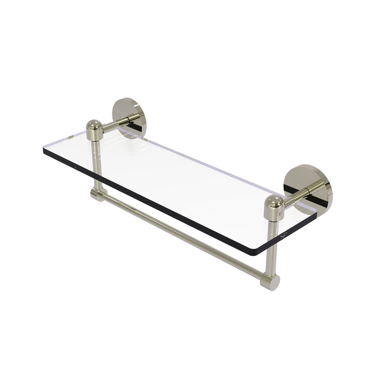 Allied Brass Tango Collection 16 Inch Glass Vanity Shelf with Integrated Towel Bar TA-1TB-16-PNI