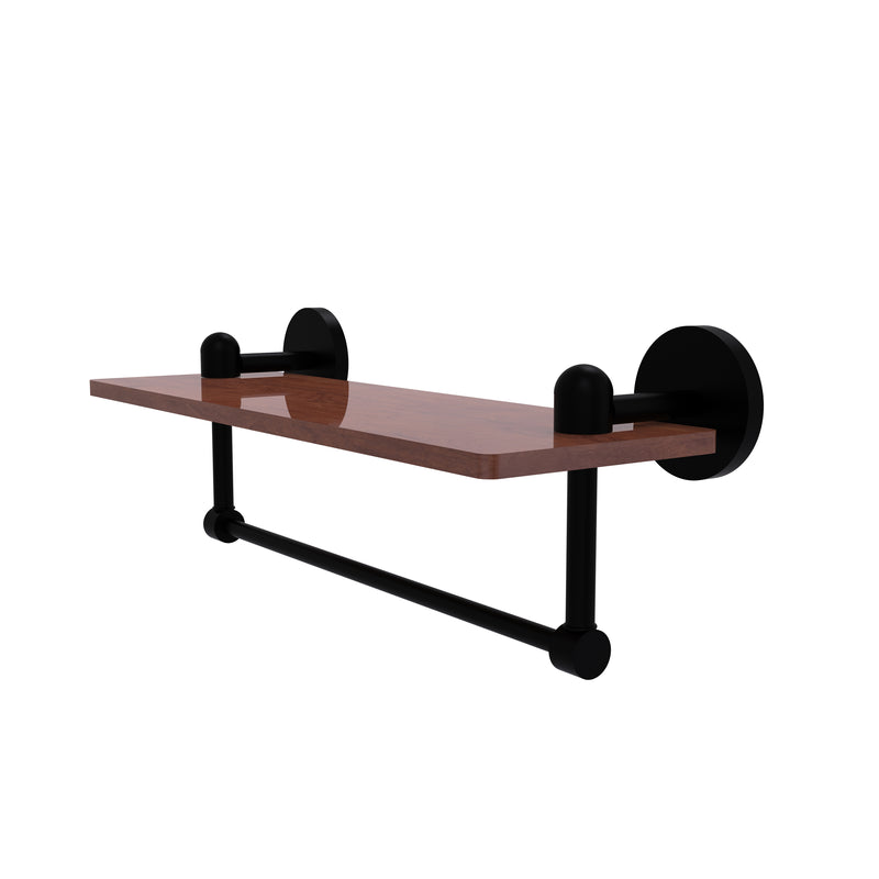 Allied Brass Tango Collection 16 Inch Solid IPE Ironwood Shelf with Integrated Towel Bar TA-1TB-16-IRW-BKM