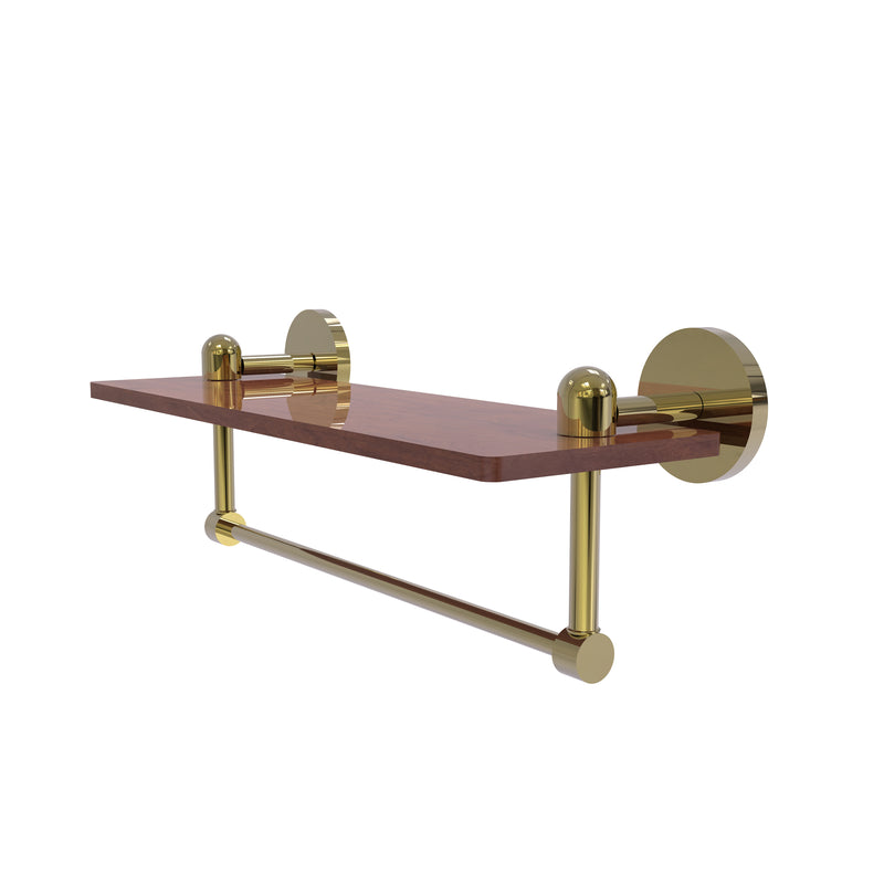 Allied Brass Tango Collection 16 Inch Solid IPE Ironwood Shelf with Integrated Towel Bar TA-1TB-16-IRW-UNL