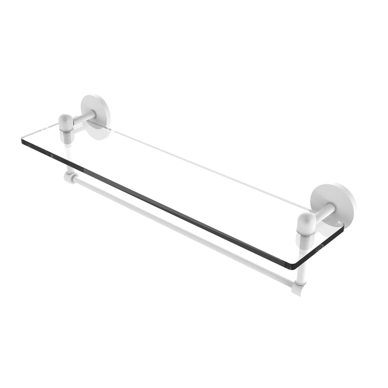 Allied Brass Tango Collection 22 Inch Glass Vanity Shelf with Integrated Towel Bar TA-1TB-22-WHM