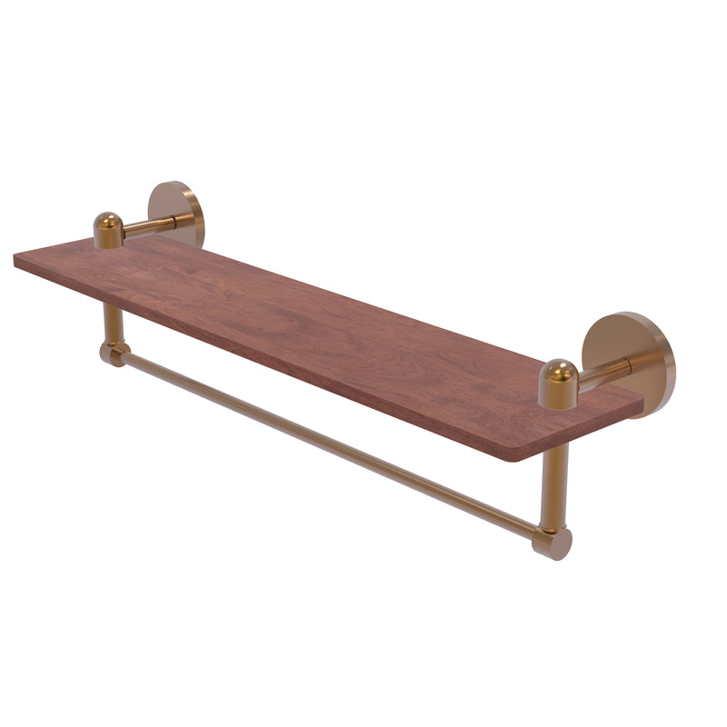 Allied Brass Tango Collection 22 Inch Solid IPE Ironwood Shelf with Integrated Towel Bar TA-1TB-22-IRW-BBR