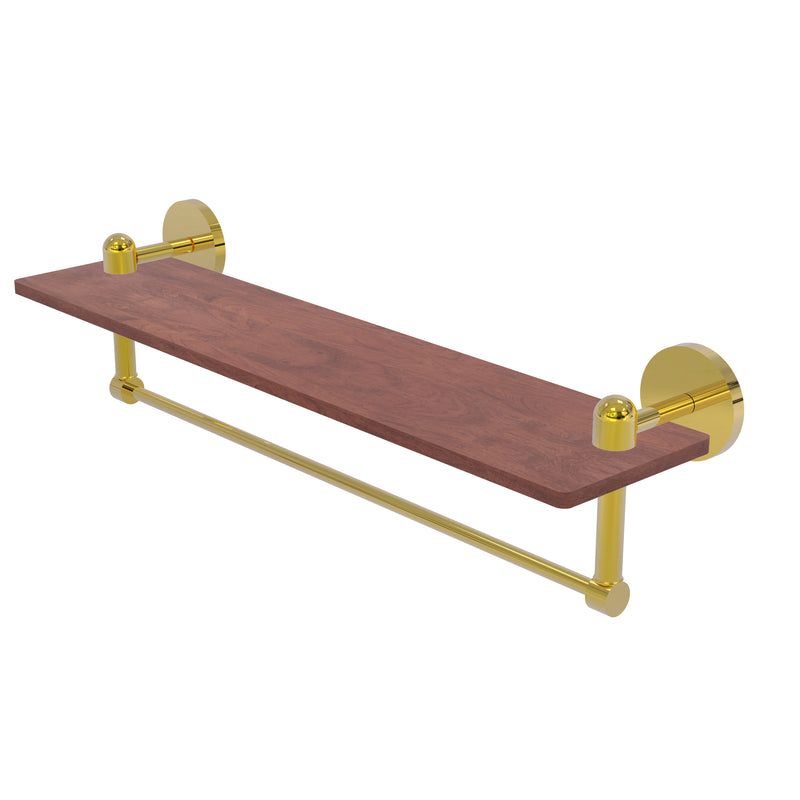 Allied Brass Tango Collection 22 Inch Solid IPE Ironwood Shelf with Integrated Towel Bar TA-1TB-22-IRW-PB