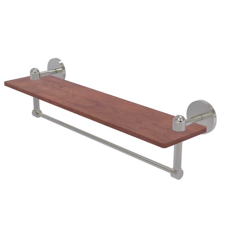 Allied Brass Tango Collection 22 Inch Solid IPE Ironwood Shelf with Integrated Towel Bar TA-1TB-22-IRW-SN
