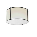 Dainolite 2 Light Flush Mount Drum Black and Cream Shade with White Fabric Diffuser TRA-121FH-BK-CRM