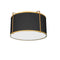 Dainolite 2 Light Flush Mount Drum Gold and Black Shade with White Fabric Diffuser TRA-121FH-GLD-BK