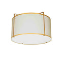 Dainolite 2 Light Flush Mount Drum Gold and Cream Shade with White Fabric Diffuser TRA-121FH-GLD-CRM