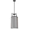 Dainolite 4 Light Pendant Drum Shade Black and Gray with White Fabric Diffuser TRA-124P-BK-GRY