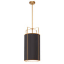 Dainolite 4 Light Pendant Drum Shade Gold and Black with White Fabric Diffuser TRA-124P-GLD-BK