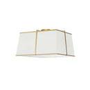 Dainolite 3 Light Gold Flush Mount White Shade with White Fabric Diffuser TRA-163FH-GLD-WH