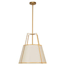 Dainolite 1 Light Trapezoid Pendant Gold and Cream Shade with White Fabric Diffuser TRA-1P-GLD-CRM