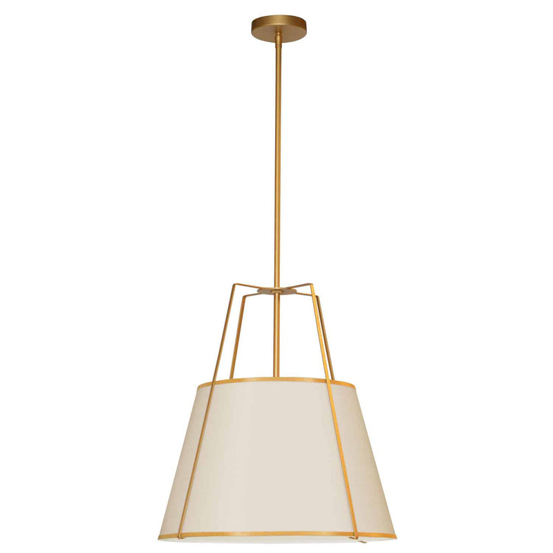 Dainolite 1 Light Trapezoid Pendant Gold and Cream Shade with White Fabric Diffuser TRA-1P-GLD-CRM