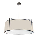 Dainolite 4 Light Drum Pendant Black and Cream Shade with White Fabric Diffuser TRA-244P-BK-CRM