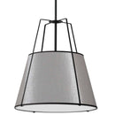 Dainolite 4 Light Trapezoid Pendant Gray Shade with White Fabric Diffuser TRA-304P-BK-GRY