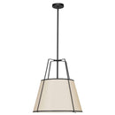 Dainolite 3 Light Trapezoid Pendant Black and Cream Shade with White Fabric Diffuser TRA-331P-BK-CRM