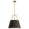 Dainolite 3 Light Trapezoid Pendant Gold and Black Shade with White Fabric Diffuser TRA-331P-GLD-BK