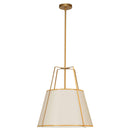 Dainolite 3 Light Trapezoid Pendant Gold and Cream Shade with White Fabric Diffuser TRA-331P-GLD-CRM