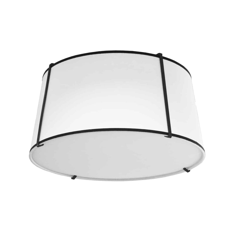 Dainolite 3 Light Trapezoid Flush Mount Black White Shade W/Diff TRA-3FH-BK-WH