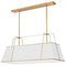 Dainolite 4 Light Horizontal Chandelier Gold and White Shade with White Fabric Diffuser TRA-444HC-GLD-WH