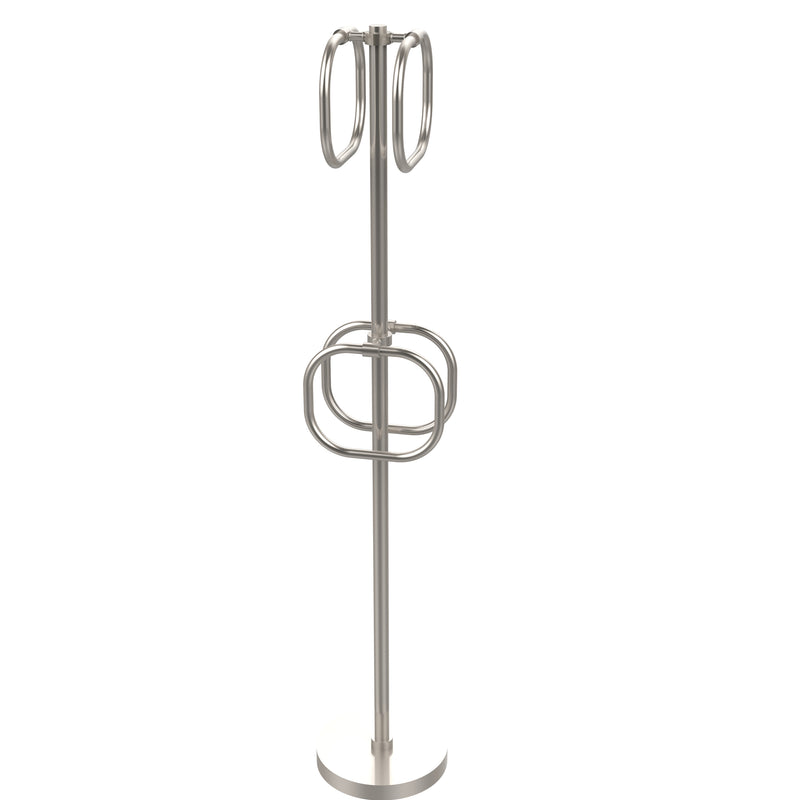 Allied Brass Towel Stand with 4 Integrated Towel Rings TS-40-SN