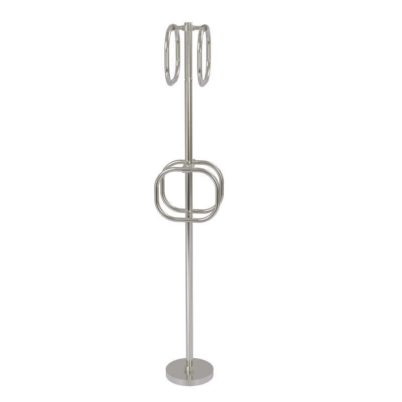 Allied Brass Towel Stand with 4 Integrated Towel Rings TS-40G-SN