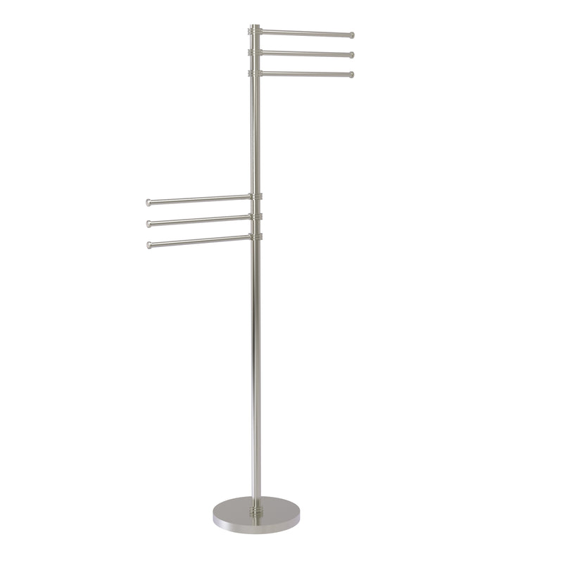 Allied Brass Towel Stand with 6 Pivoting 12 Inch Arms TS-50D-SN