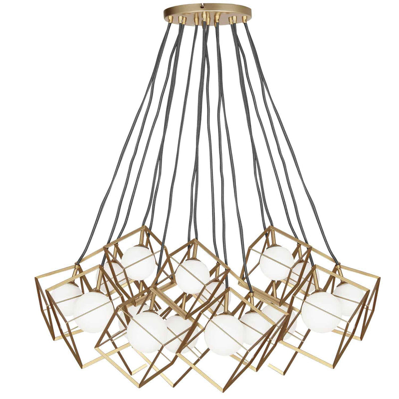 Dainolite 16 Light Halogen Pendant Gold with White Glass TSN-16P-GLD