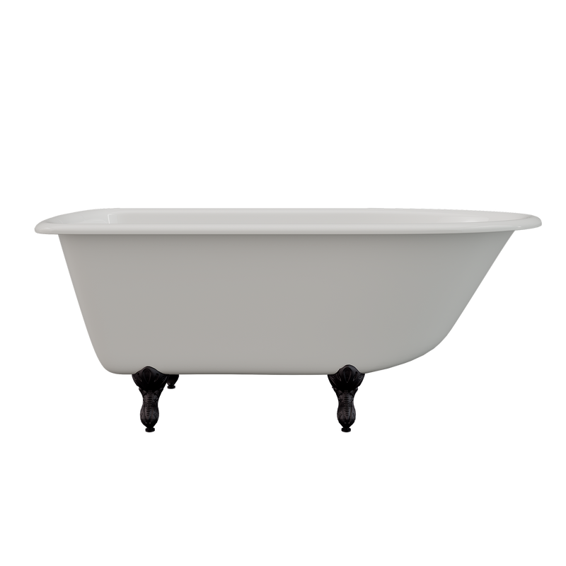 Cambridge Plumbing Cast Iron Rolled Rim Clawfoot Tub 55"x30", 3 3/8" Drillings BRZ Feet