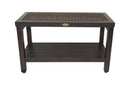DecoTeak Eleganto 30" Teak Shower Bench with Viro Indoor or Outdoor Rattan Top and Shelf