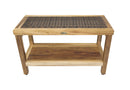 EcoDecor EarthyTeak Eleganto 30" Shower Stool with Viro Indoor or Outdoor Rattan Top and Shelf