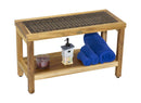 EcoDecor EarthyTeak Eleganto 30" Shower Stool with Viro Indoor or Outdoor Rattan Top and Shelf