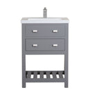 Water Creation 24" Cashmere Gray MDF Single Bowl Ceramics Top Vanity with U Shape Drawer From The VIOLA Collection VI24CR01CG-000000000