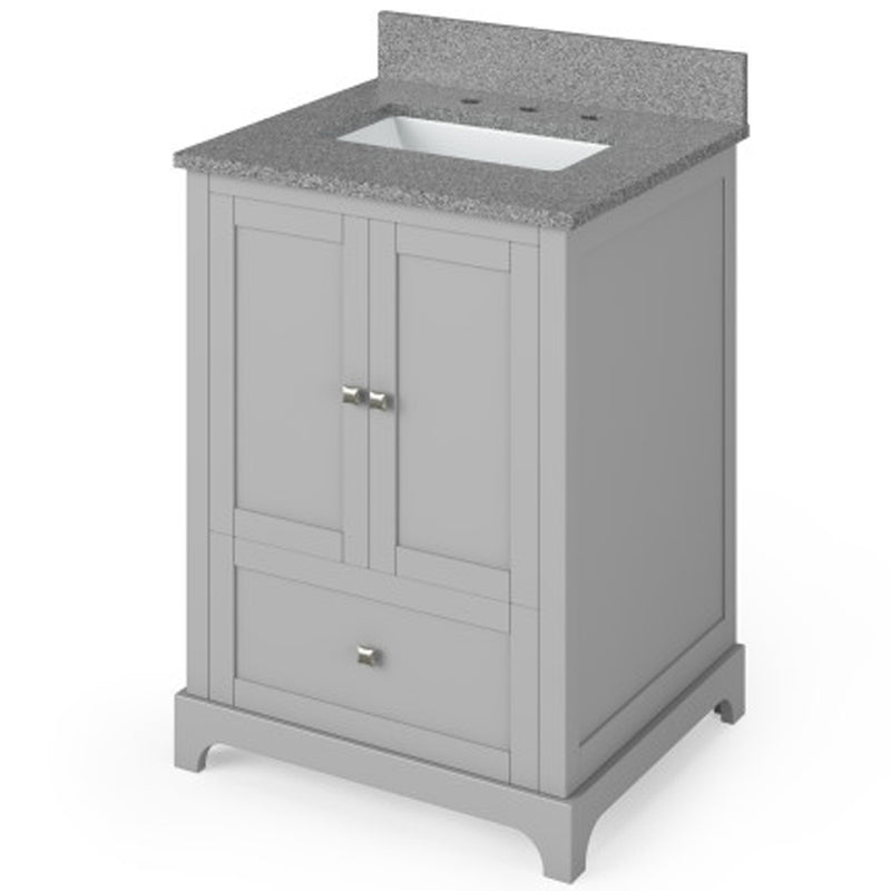 Jeffrey Alexander 24" Gray Addington with Steel Gray Cultured Marble Vanity Top Rectangle Bowl