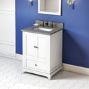 Jeffrey Alexander 24" White Addington with Steel Gray Cultured Marble Vanity Top Rectangle Bowl