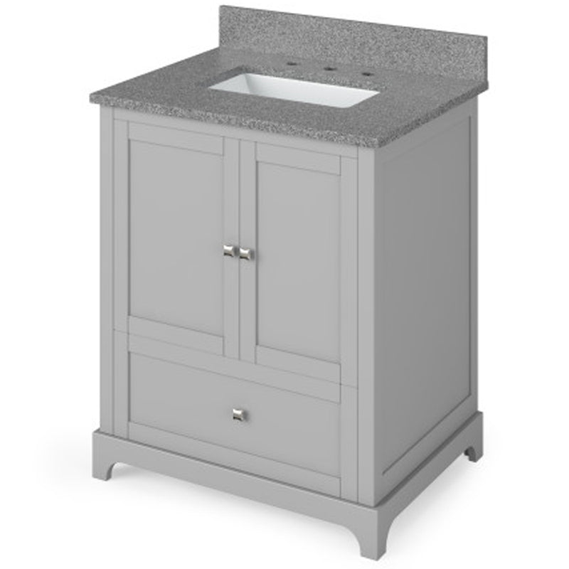 Jeffrey Alexander 30" Gray Addington with Steel Gray Cultured Marble Vanity Top Rectangle Bowl