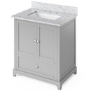 Jeffrey Alexander 30" Gray Addington with White Carrara Marble Vanity Top Rectangle Bowl