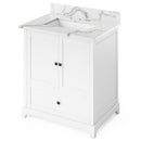 Jeffrey Alexander 30" White Addington with Calacatta Vienna Quartz Vanity Top Rectangle Bowl