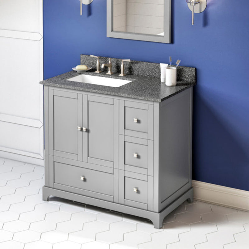 Jeffrey Alexander 36" Gray Addington Left Offset with Boulder Vanity Cultured Marble Vanity Top Rectangle Bowl