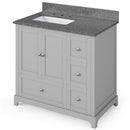 Jeffrey Alexander 36" Gray Addington Left Offset with Boulder Vanity Cultured Marble Vanity Top Rectangle Bowl