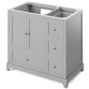 Jeffrey Alexander 36" Gray Addington Left Offset with Steel Gray Cultured Marble Vanity Top Rectangle Bowl