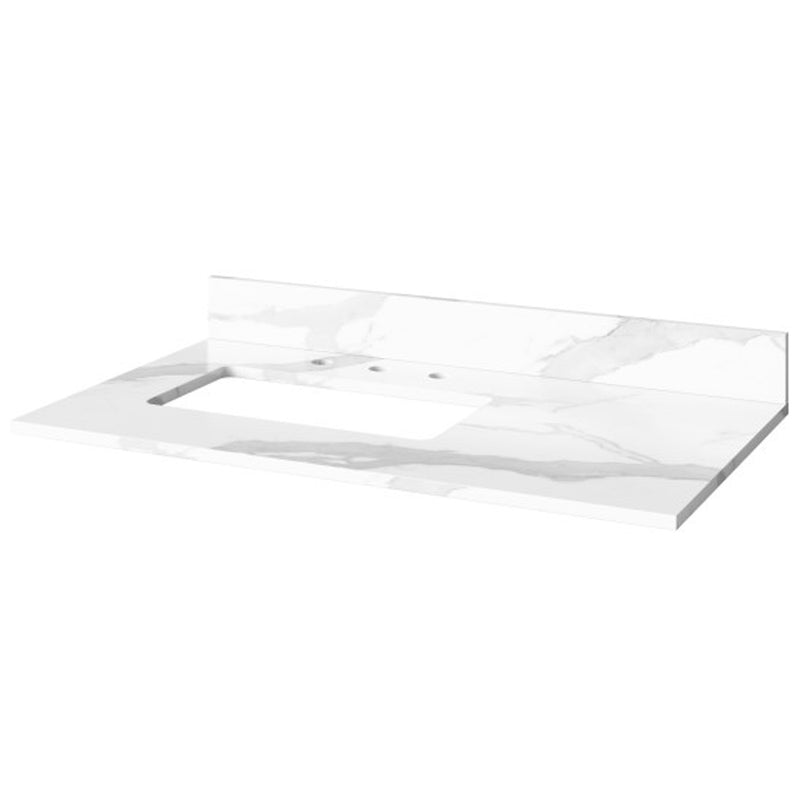 Jeffrey Alexander 36" White Addington Left Offset with Calacatta Vienna Quartz Vanity Top Rectangle Bowl