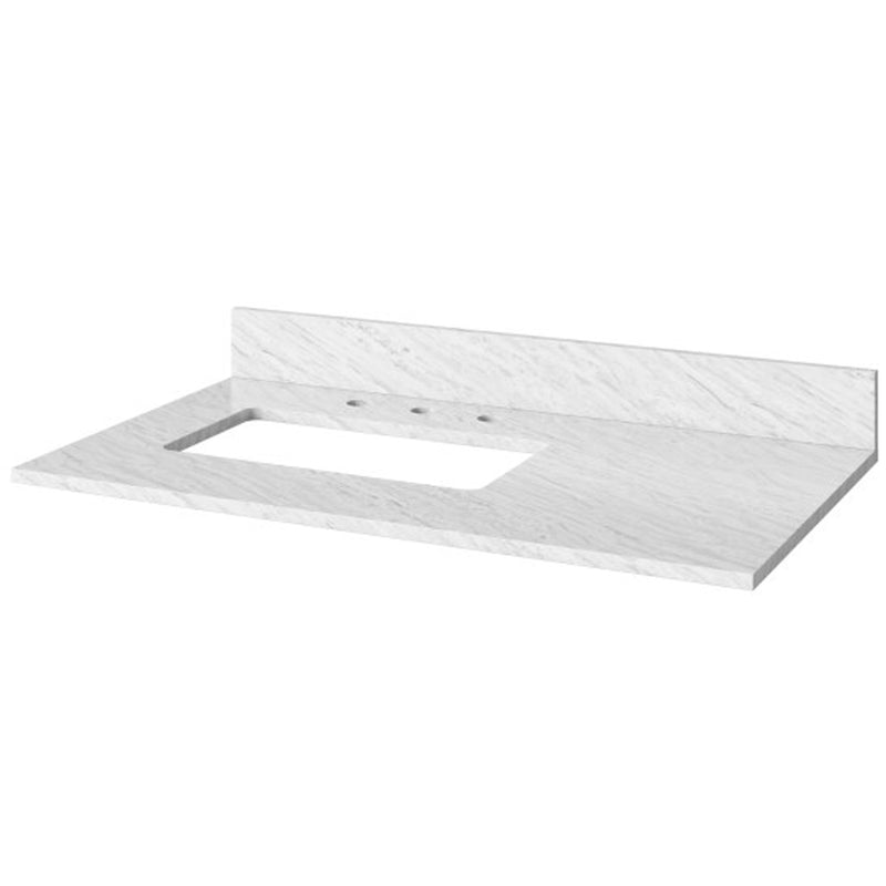 Jeffrey Alexander 36" White Addington Left Offset with White Carrara Marble Vanity Top Rectangle Bowl