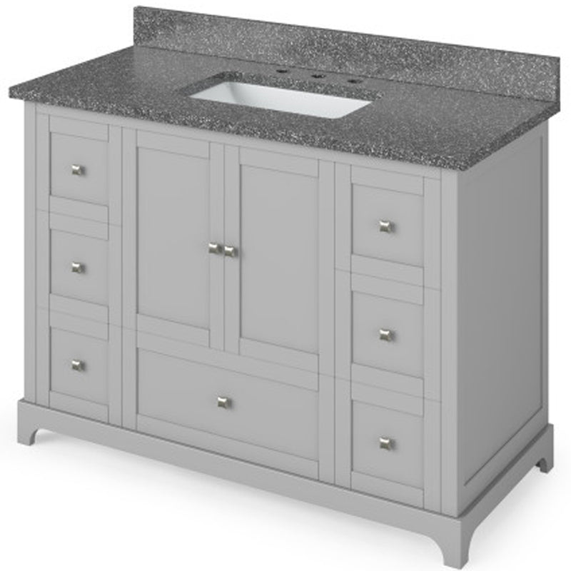 Jeffrey Alexander 48" Gray Addington with Boulder Cultured Marble Vanity Top Rectangle Bowl