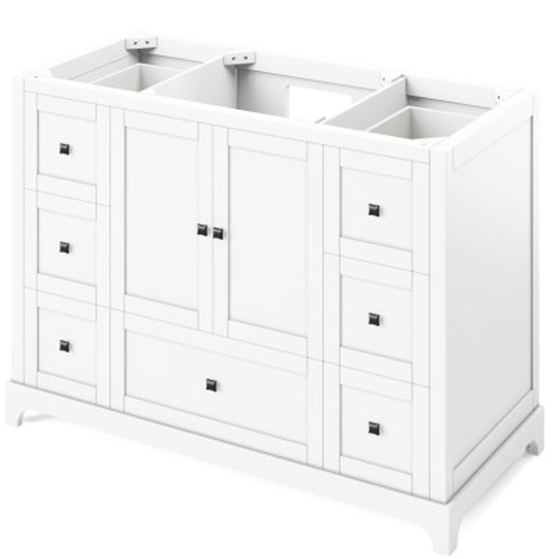 Jeffrey Alexander 48" White Addington with Boulder Cultured Marble Vanity Top Rectangle Bowl