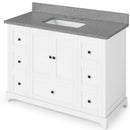 Jeffrey Alexander 48" White Addington with Steel Gray Cultured Marble Vanity Top Rectangle Bowl