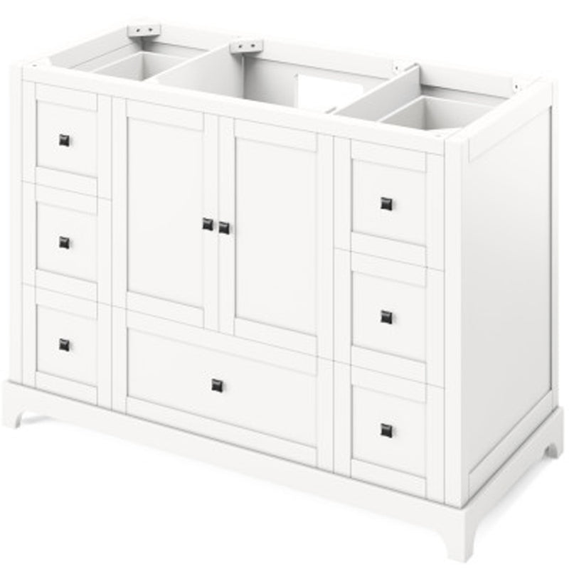 Jeffrey Alexander 48" White Addington with White Carrara Marble Vanity Top Rectangle Bowl