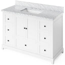 Jeffrey Alexander 48" White Addington with White Carrara Marble Vanity Top Rectangle Bowl