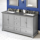 Jeffrey Alexander 60" Gray Addington Double Bowl with Boulder Cultured Marble Vanity Top