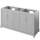 Jeffrey Alexander 60" Gray Addington Double Bowl with Steel Gray Cultured Marble Vanity Top