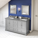 Jeffrey Alexander 60" Gray Addington Double Bowl with Steel Gray Cultured Marble Vanity Top